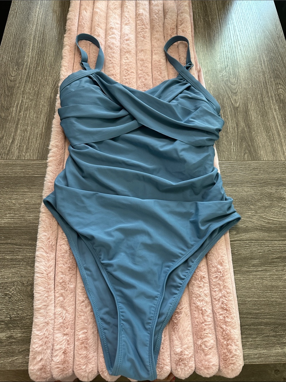 Twist Front Blue One-Piece Swimsuit